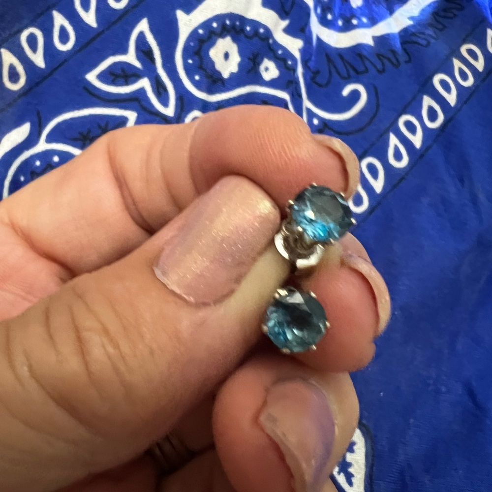 Elegant Blue Gemstone Stud Earrings